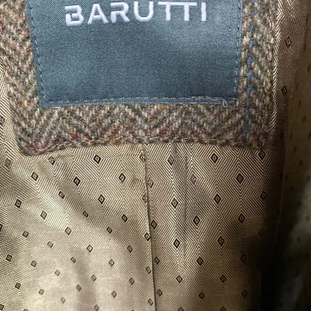 Barutti Blazer Sports Coat 100 Virgin Wool Removable Zip Lining 36S Herringbone